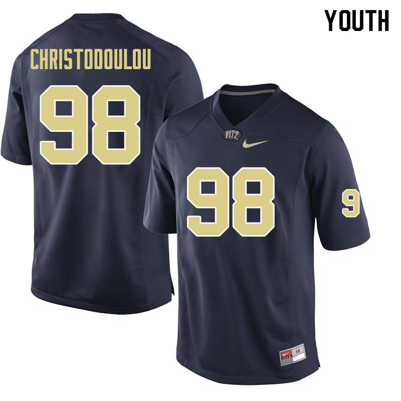 Youth #98 Kirk Christodoulou Pittsburgh Panthers College Football Jerseys Sale-Navy